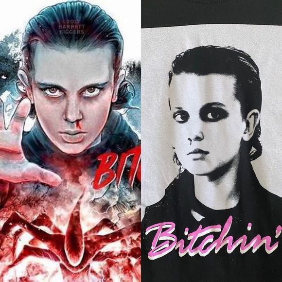 Stranger Things Bitchin’ Halloween Vintage 80s Inspired Graphic Tee T-shirt - Picture 1 of 5